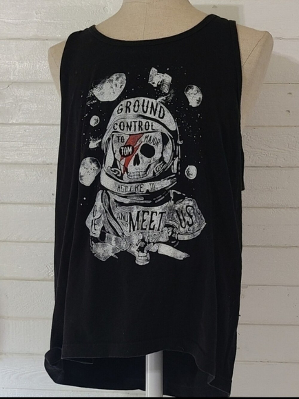 Lee Villains Men's Skull Graphic Print Gothic Bikercore Punk Tank Top Size XXL